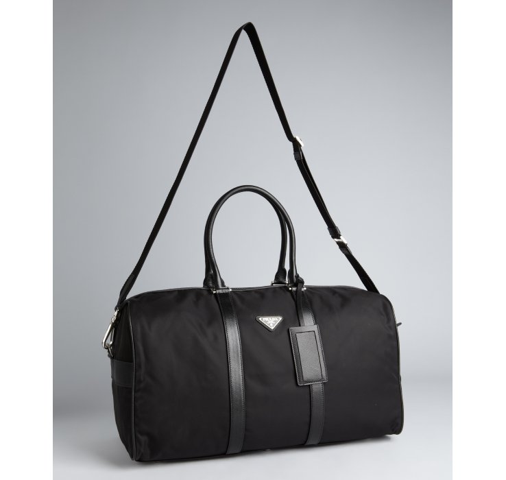 Prada Black Nylon Gabardine Convertible Travel Bag in Black for ...  