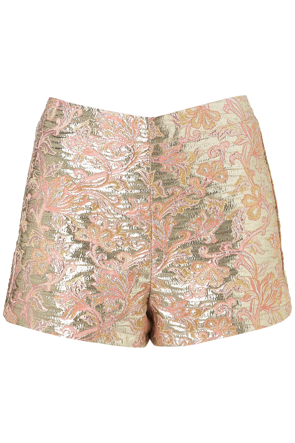 Lyst - Topshop Floral Metallic Pink Shorts in Pink