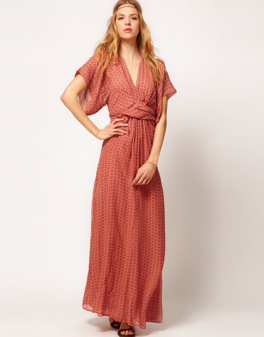 Winter kate Kimono Maxi Dress in Printed Silk in Blue Lyst