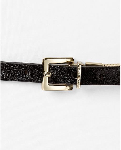 Michael Kors Michael Mod Chain Link Belt with Leather Tabs in Black ...
