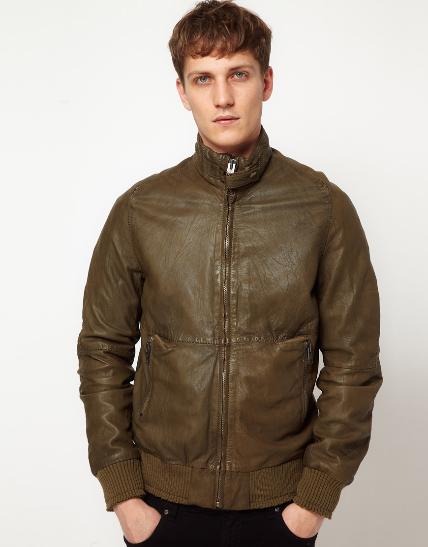 Lyst - Bolongaro Trevor Boiler Leather Jacket in Green for Men