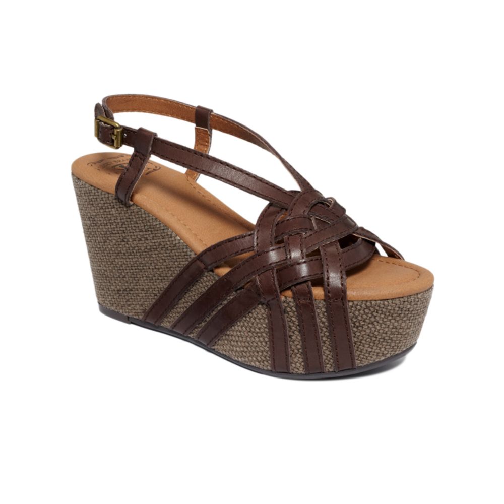 Lucky Brand Stacey Wedge Sandals in Brown (dark brown) | Lyst