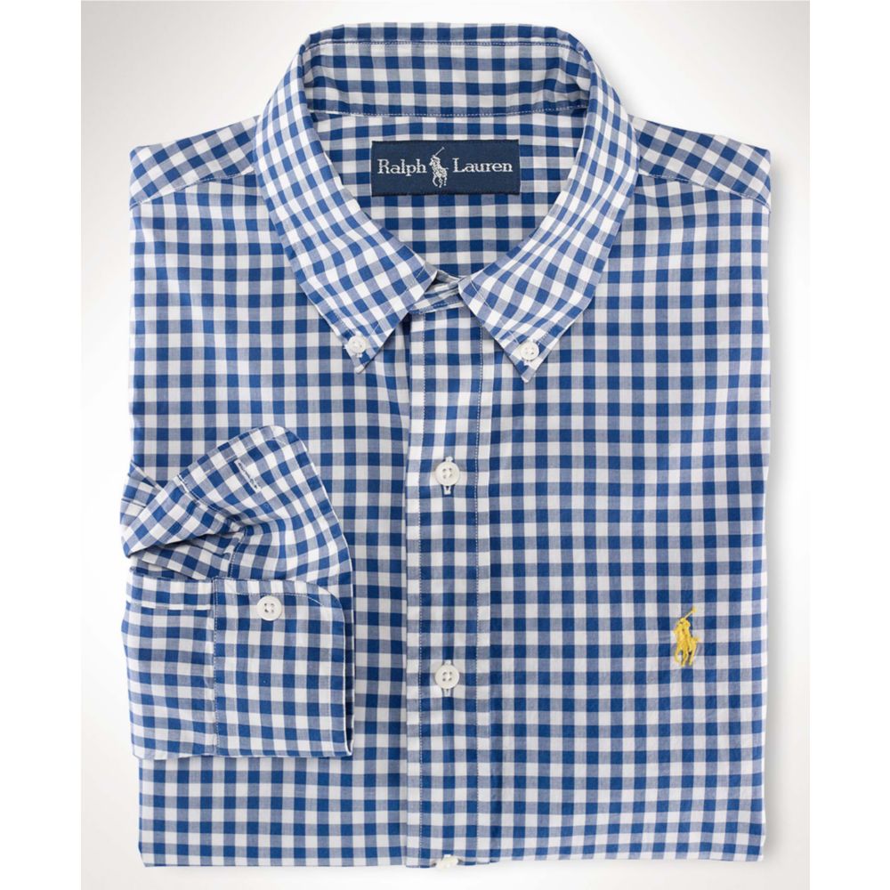 Ralph Lauren Gingham Cotton Poplin Shirt in Blue for Men (navy) | Lyst