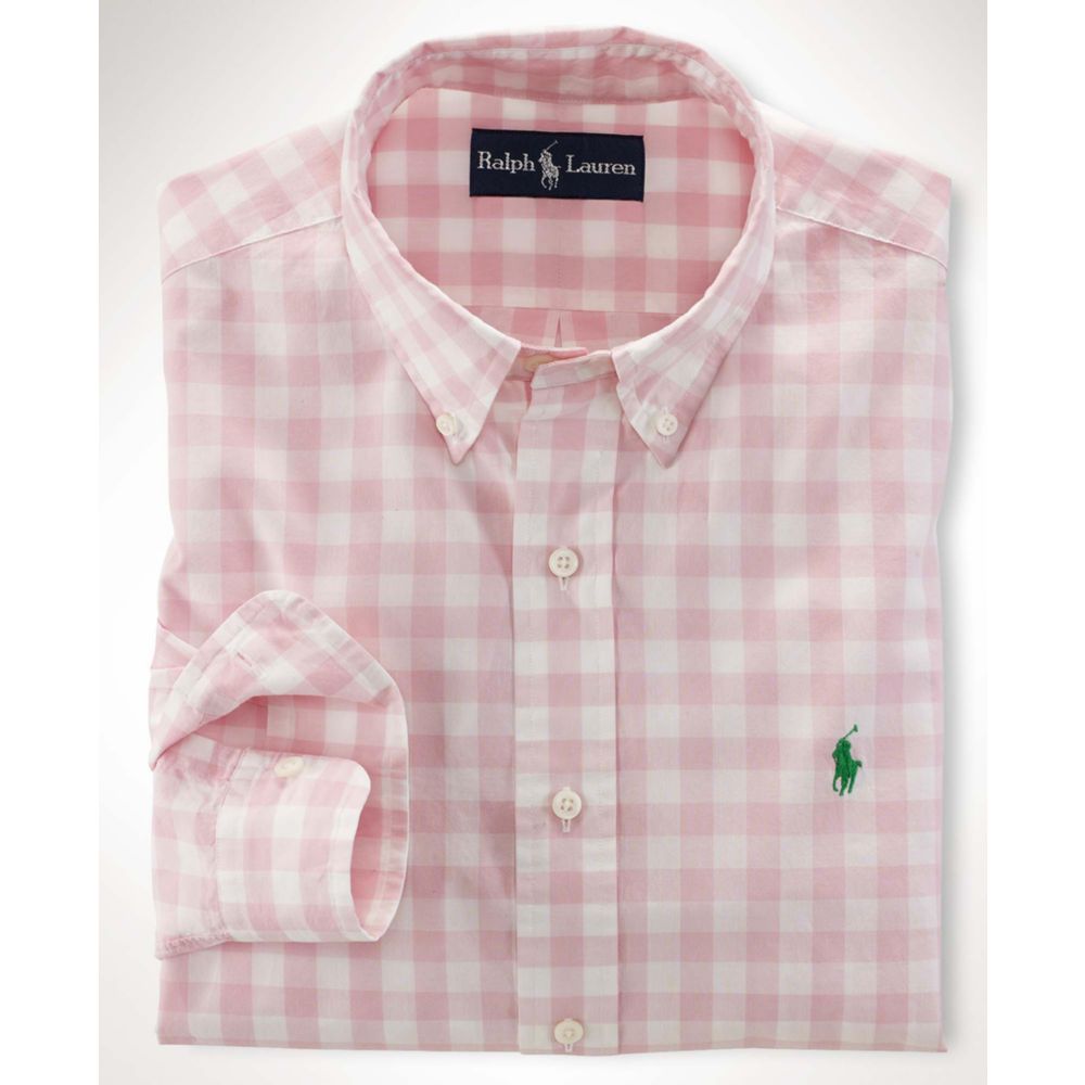Ralph Lauren Gingham Cotton Poplin Shirt in Pink for Men | Lyst