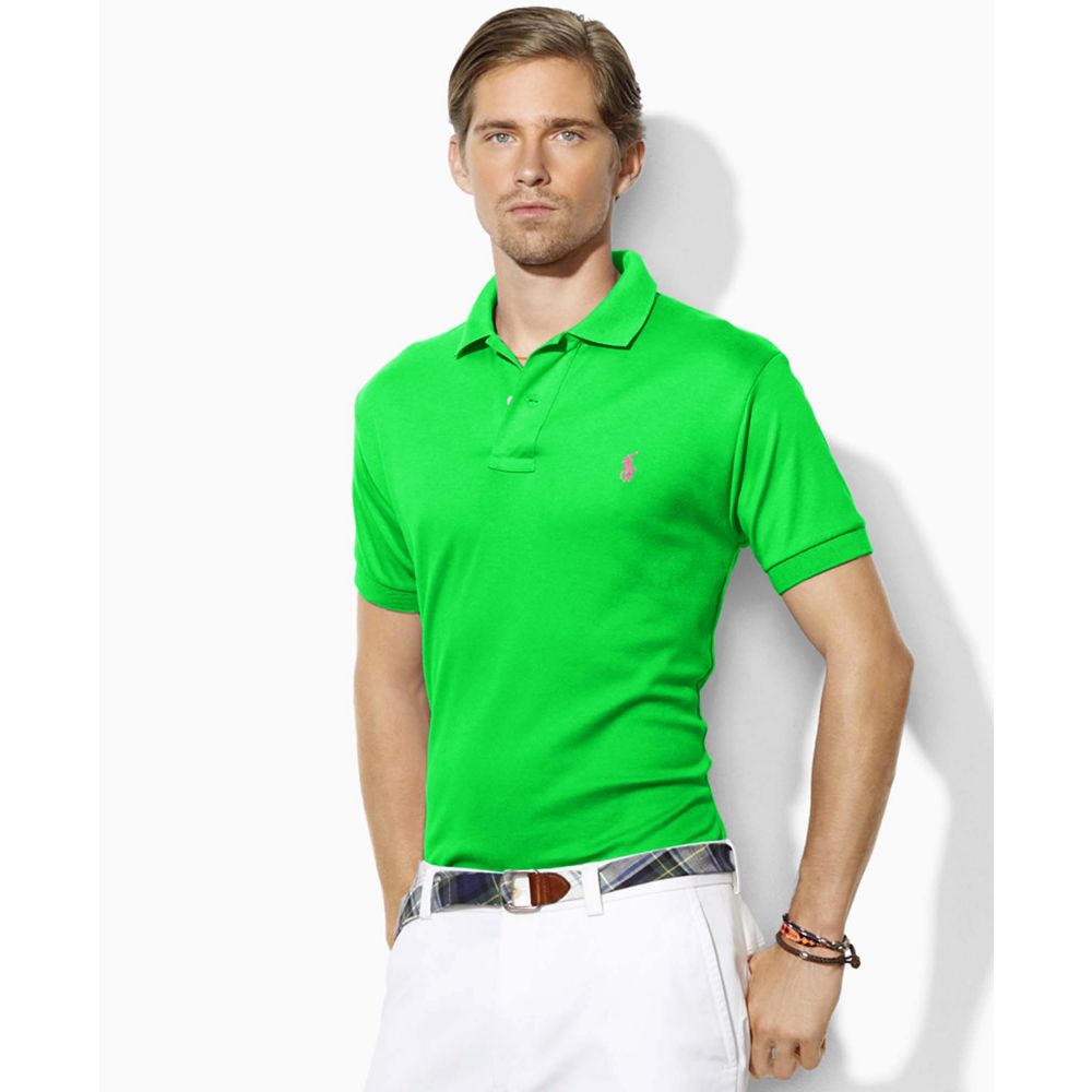 Ralph Lauren Custom Fit Short Sleeved Cotton Interlock Polo in Green ...