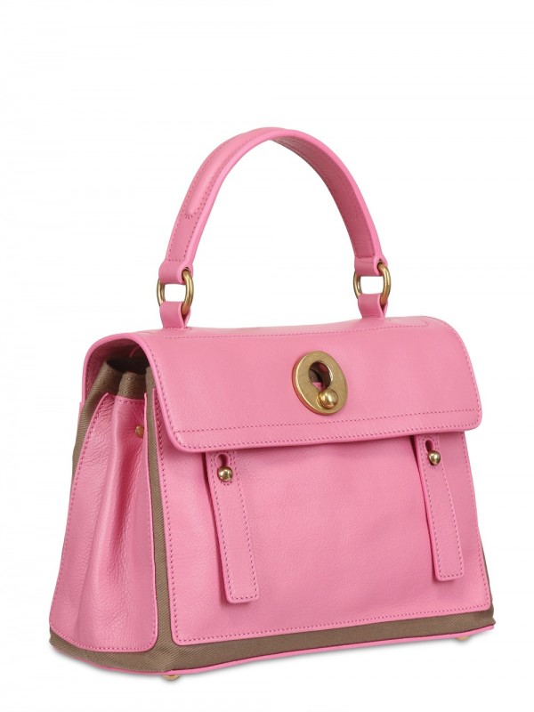 Saint laurent Muse Two Small Leather Canvas Top Hand in Pink | Lyst