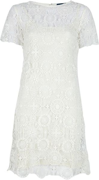 Ralph Lauren Blue Label Crochet Dress in White | Lyst