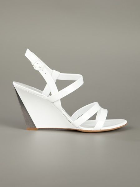 Casadei Wedge Sandal in White | Lyst
