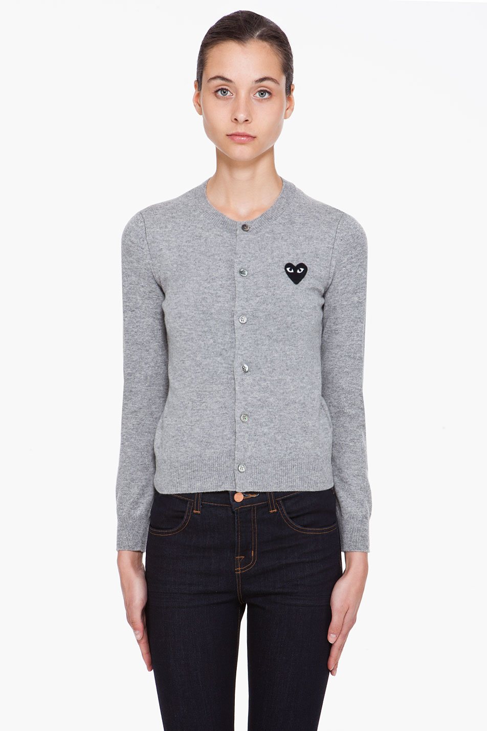 Lyst - Play Comme Des Garçons Grey Patch Cardigan in Gray