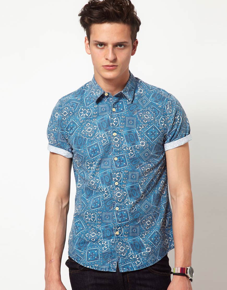 Asos Bandana Print Shirt in Blue for Men | Lyst