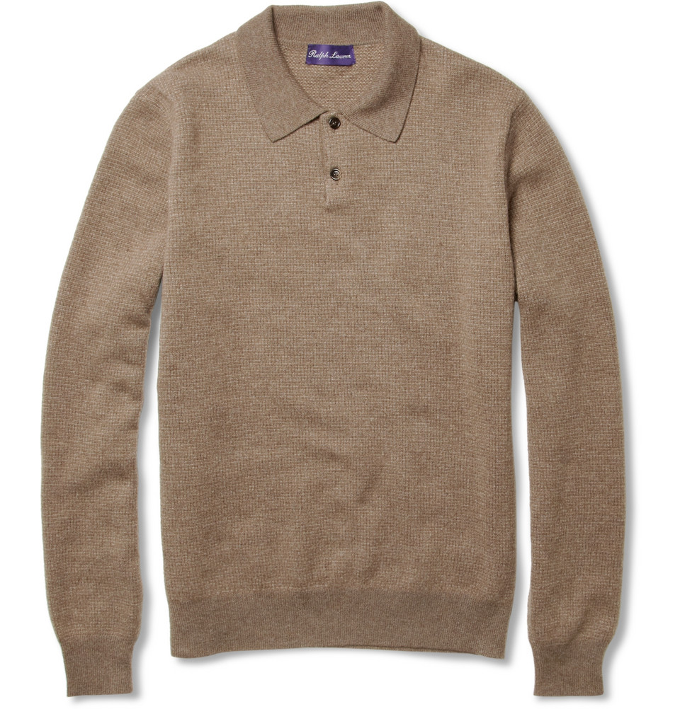 Ralph Lauren Purple Label Collared Cashmere Sweater in Brown for Men ...