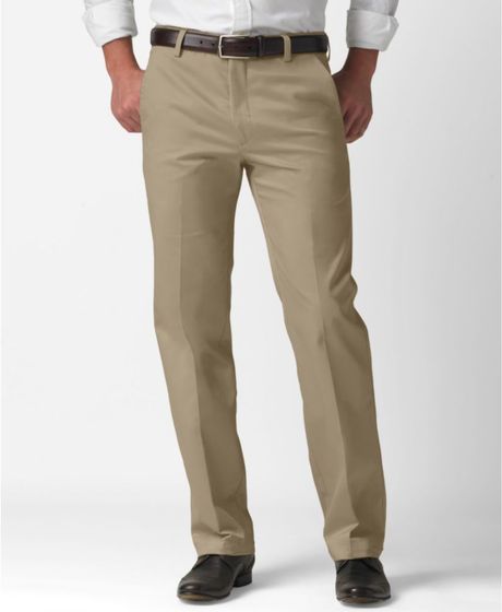 Dockers D1 Slim Fit Signature Khaki Flat Front Pants in Beige for Men ...