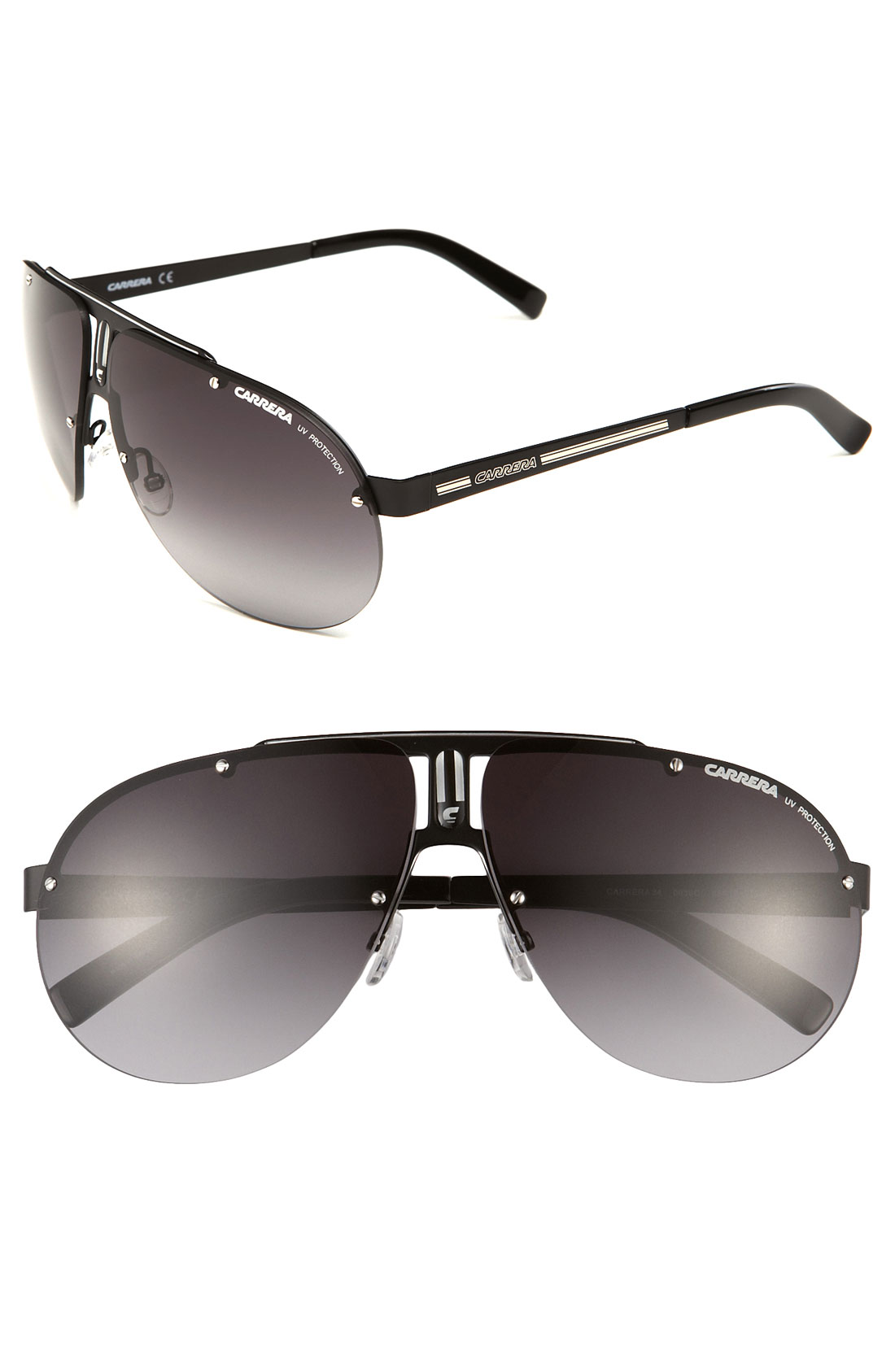 Carrera Eyewear Rimless Aviator Sunglasses in Black for Men (matte ...