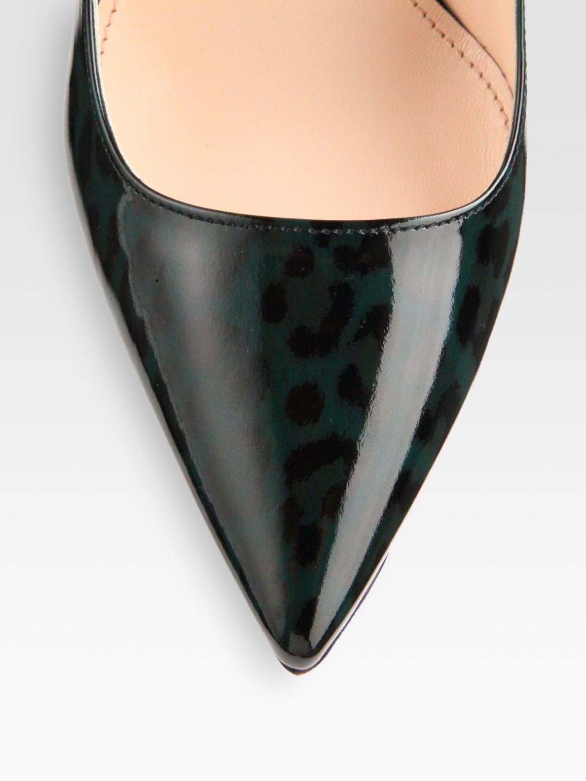 Prada Printed Patent Leather Point Toe Pumps in Black (green) | Lyst  