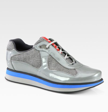 Prada Americas Cup Patent Leather Sneakers in Gray for Men (grey) | Lyst