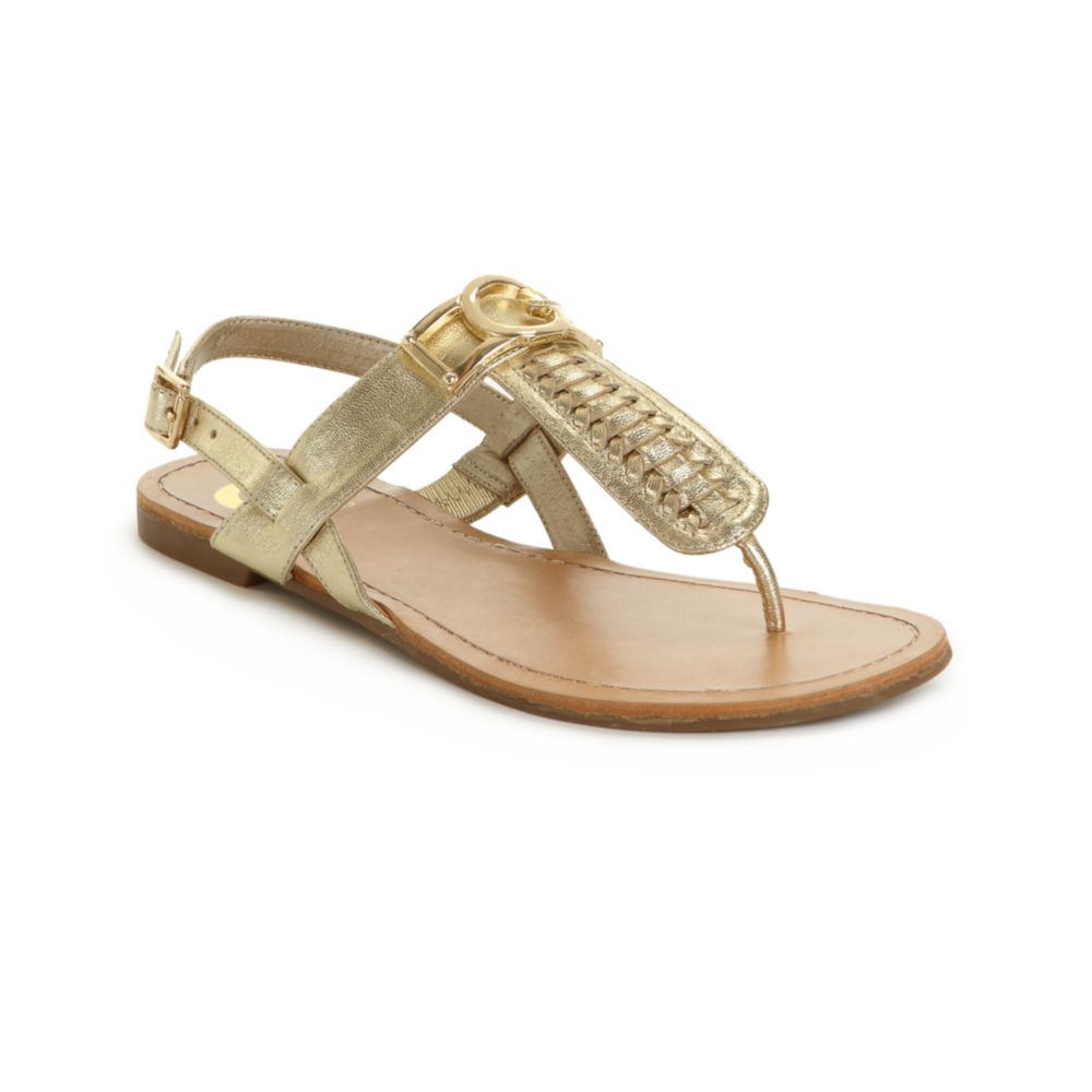 G By Guess Lurrela Flat Sandals in (gold) | Lyst