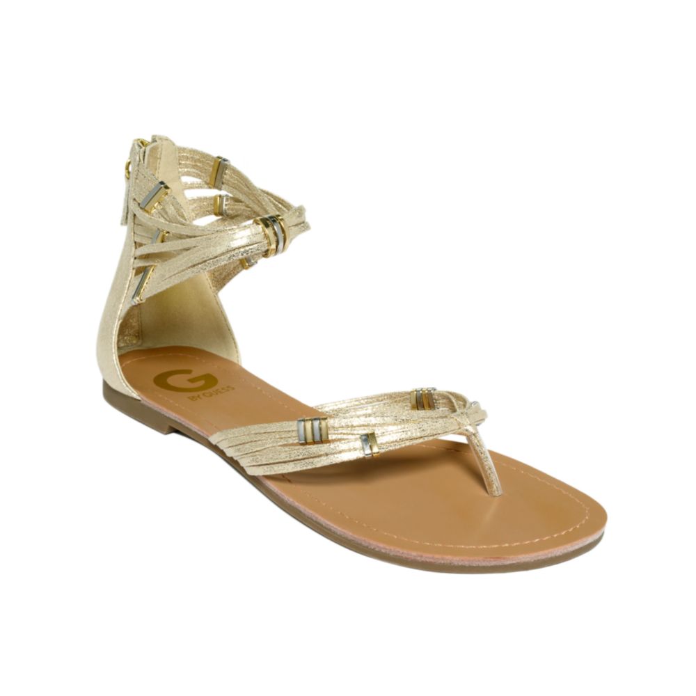 G By Guess Lorzi Flat Sandals in (jute gold) | Lyst