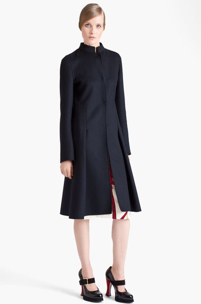 Marni Inverted Pleat Wool Coat in Blue (navy blue) | Lyst