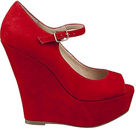 Steve Madden Whereto Wedge Shoes in Red (red suede) | Lyst