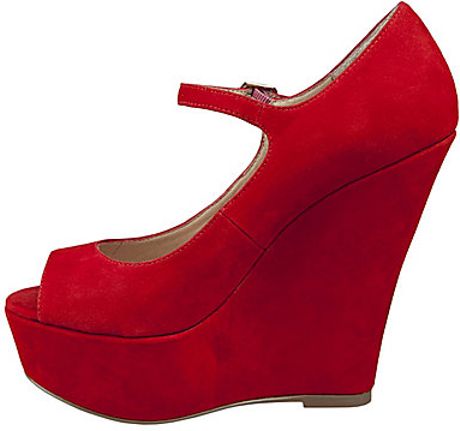 Steve Madden Whereto Wedge Shoes in Red (red suede) | Lyst