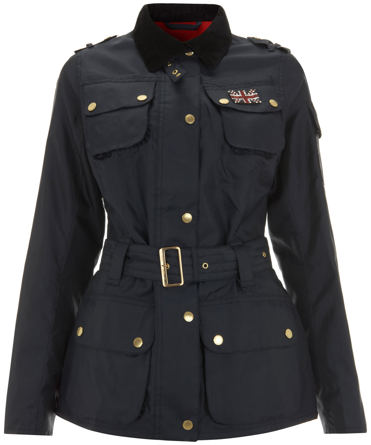 Barbour Navy Swarovski Union Jack International Jacket in Blue Lyst