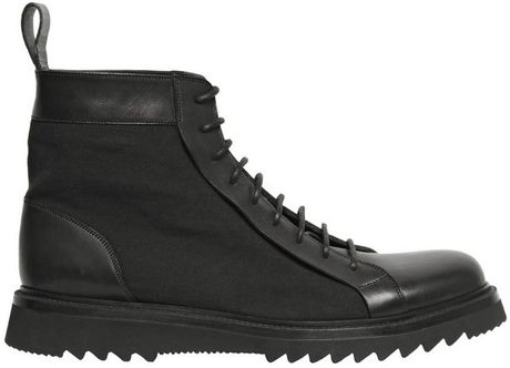 Dior Homme Canvas and Leather Boots in Black for Men | Lyst