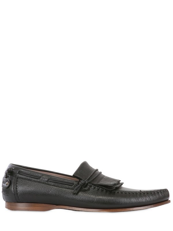 Dolce & Gabbana Fringed Leather Loafers in Black for Men | Lyst