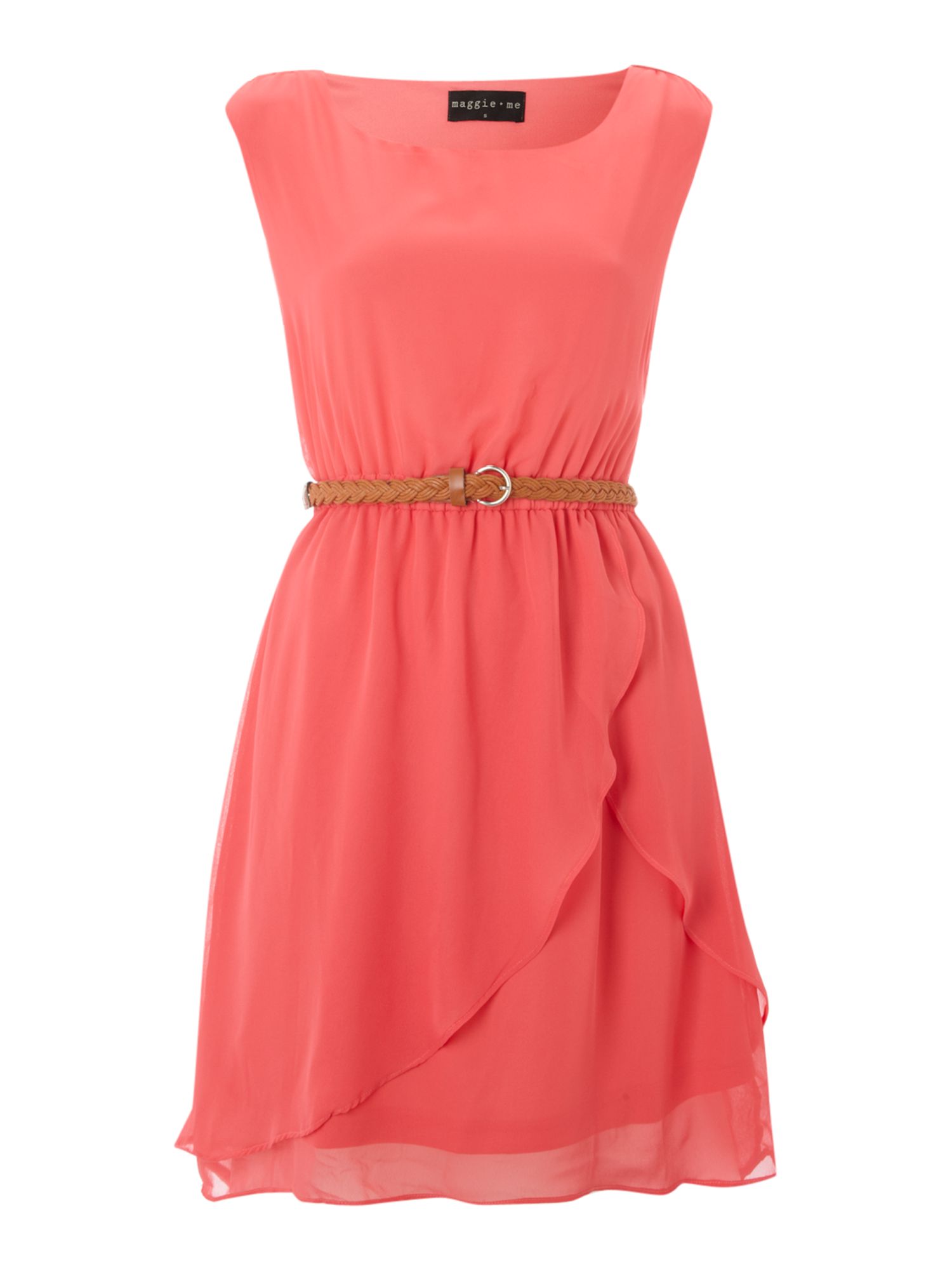 Maggie And Me Sleeveless Sunkissed Belted Dress in Pink (coral) | Lyst