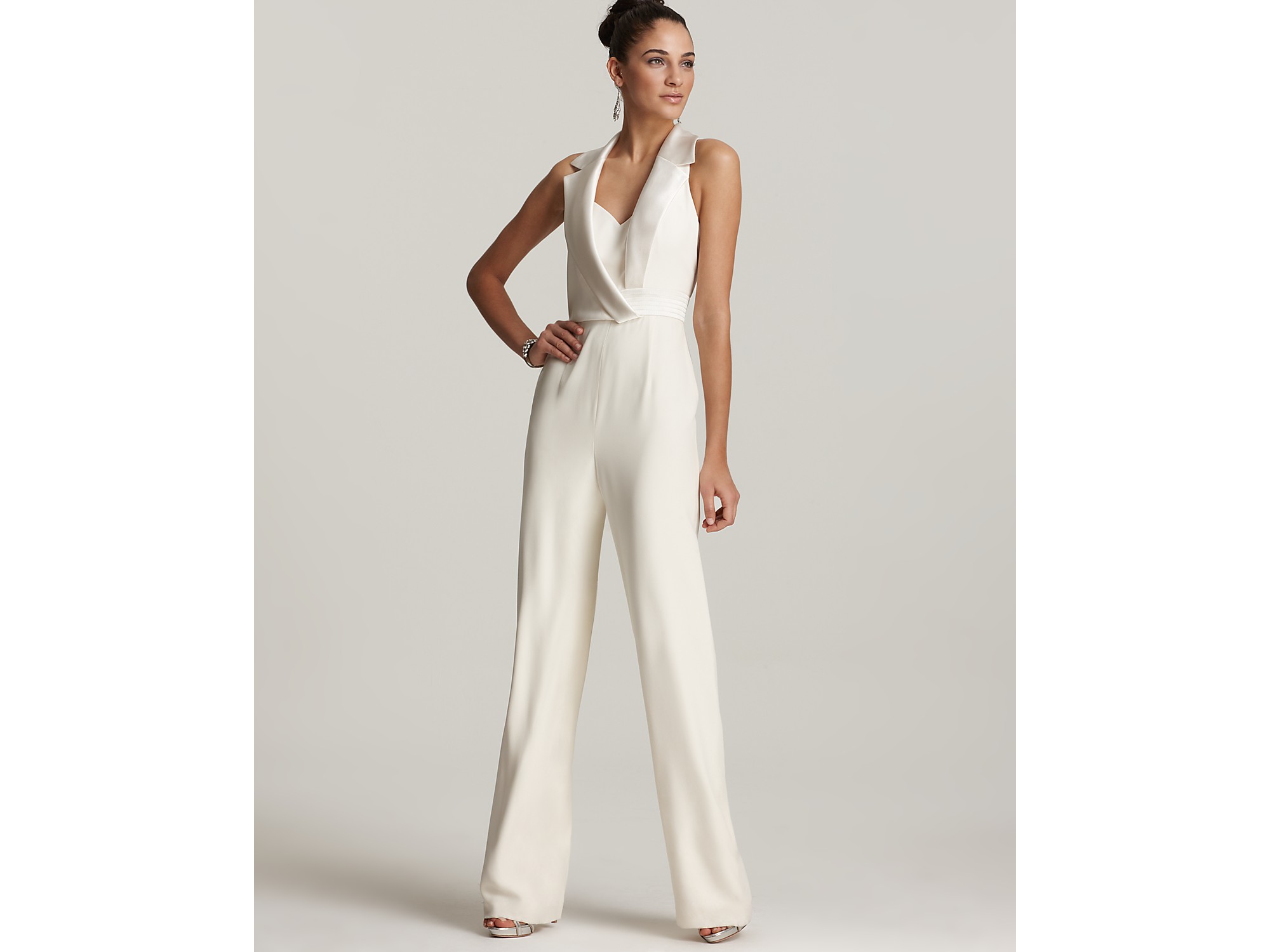 white silk jumpsuit