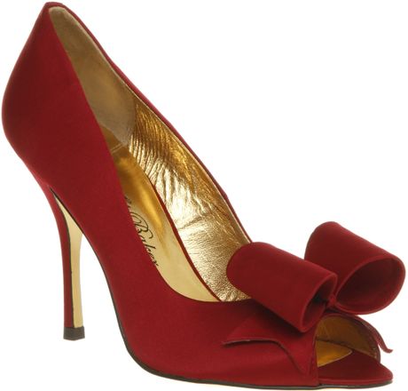 Ted Baker Keanah Peeptoe Court Shoe Red Satin Bow in Red | Lyst