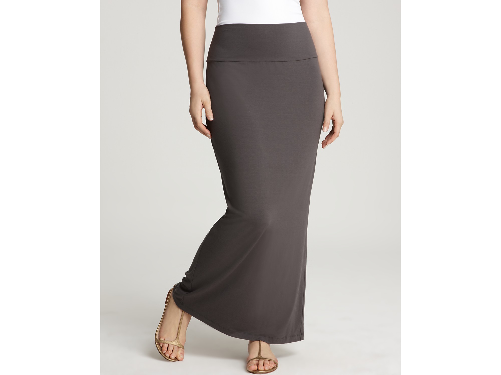 Lyst - Eileen Fisher Plus Size Fold Over Maxi Straight Skirt in Gray