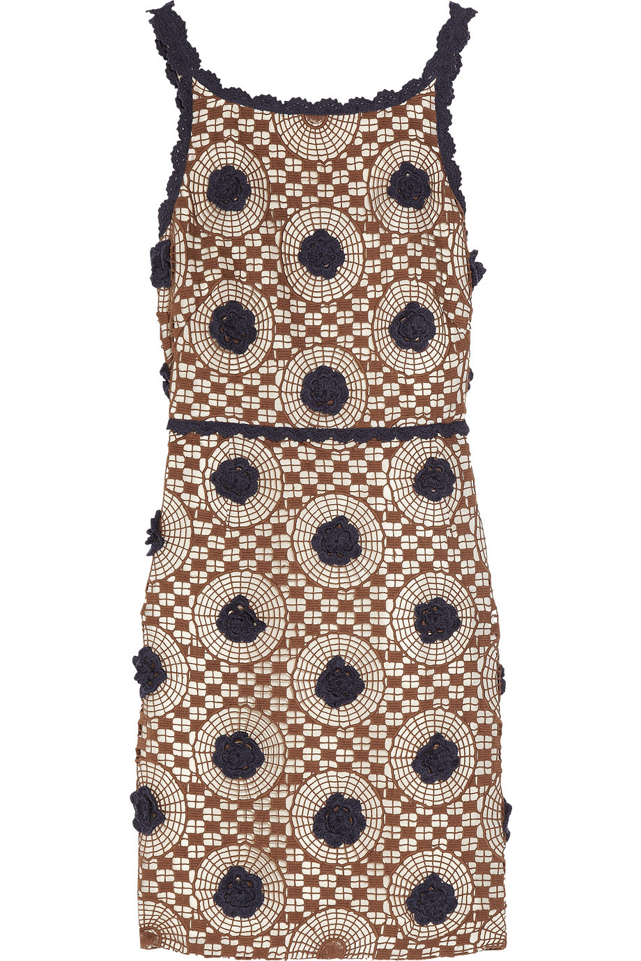 Tory Burch Sally Crochet Cotton Dress in Brown (navy) | Lyst