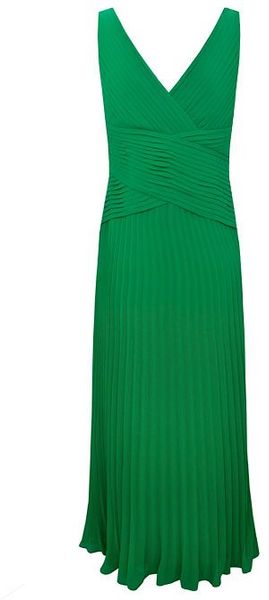 Alexon Lime Maxi Pleat Wrap Dress in Green | Lyst