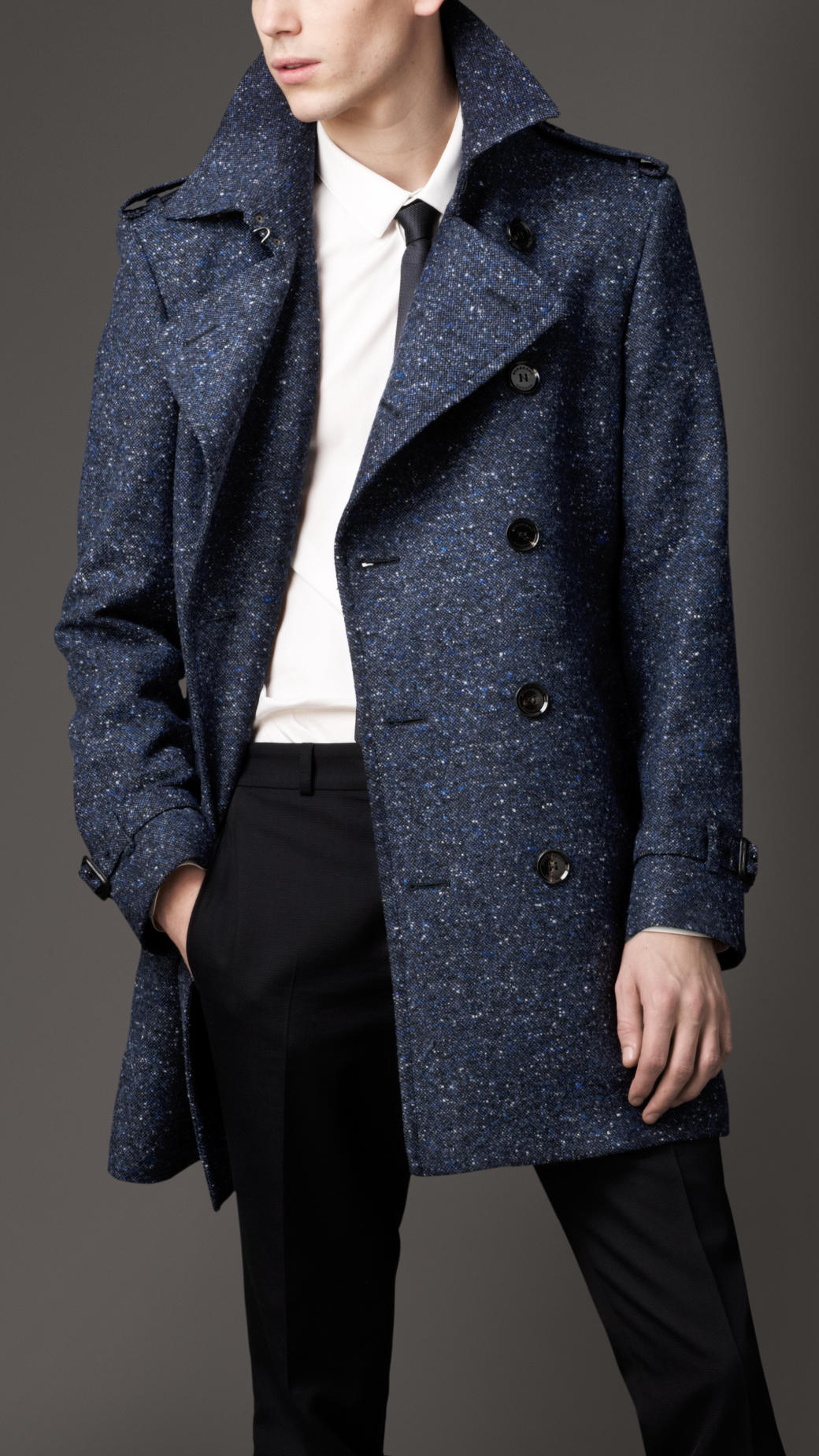 Burberry Midlength Virgin Wool Blend Trench Coat in Blue for Men ...