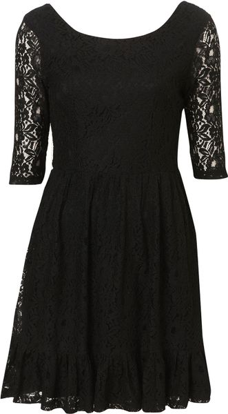 Topshop Lace Skater Dress By Rare in Black | Lyst