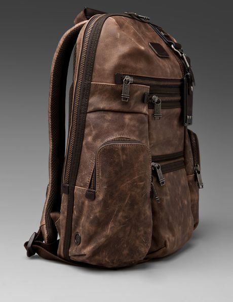 Tumi Alpha Bravo Leather Knox Backpack in Brown | Lyst