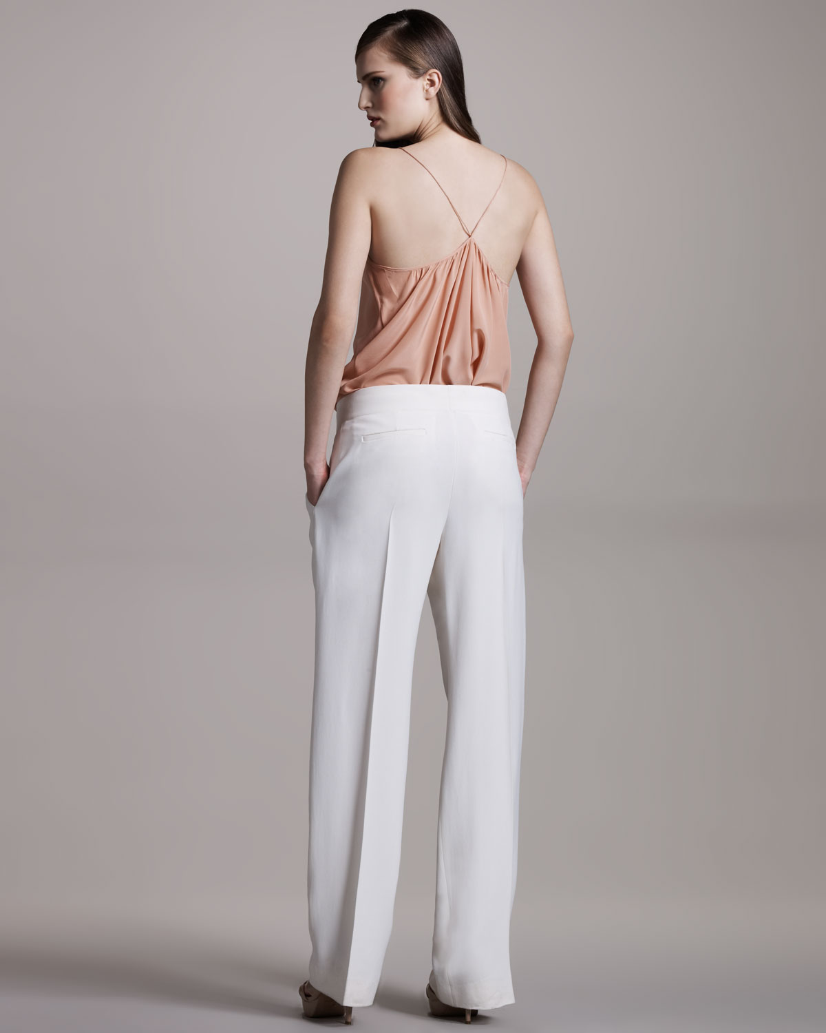 Lyst - Chloé Pleated Wide Leg Pants in White