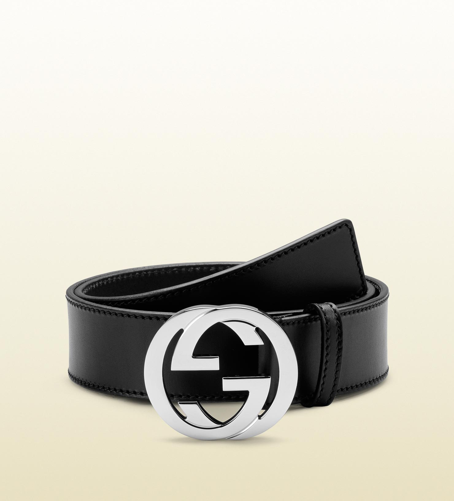 Lyst - Gucci Leather Belt With Interlocking G Buckle in Black for Men