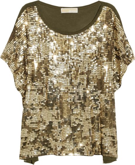 Michael Michael Kors Camouflage-pattern Sequined Top in Gold | Lyst