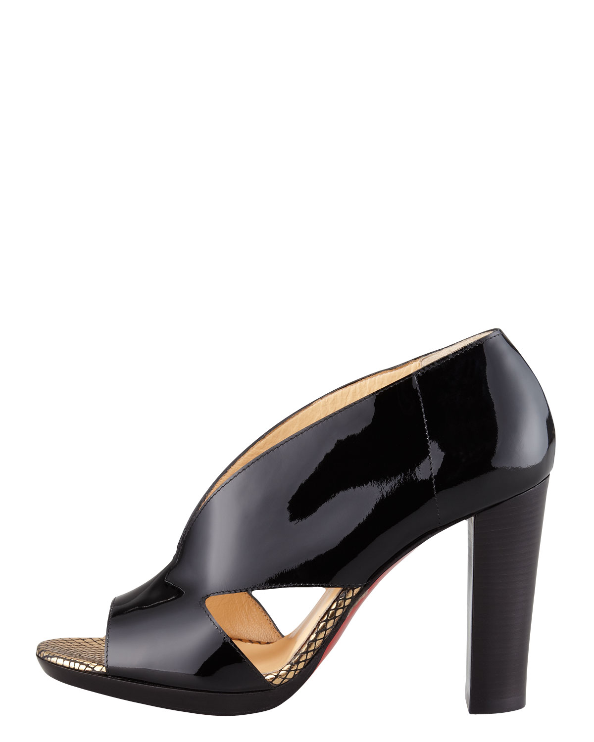 knock off christian louboutin - Christian louboutin Consigne Patent Leather Cutout Sandal in Black ...