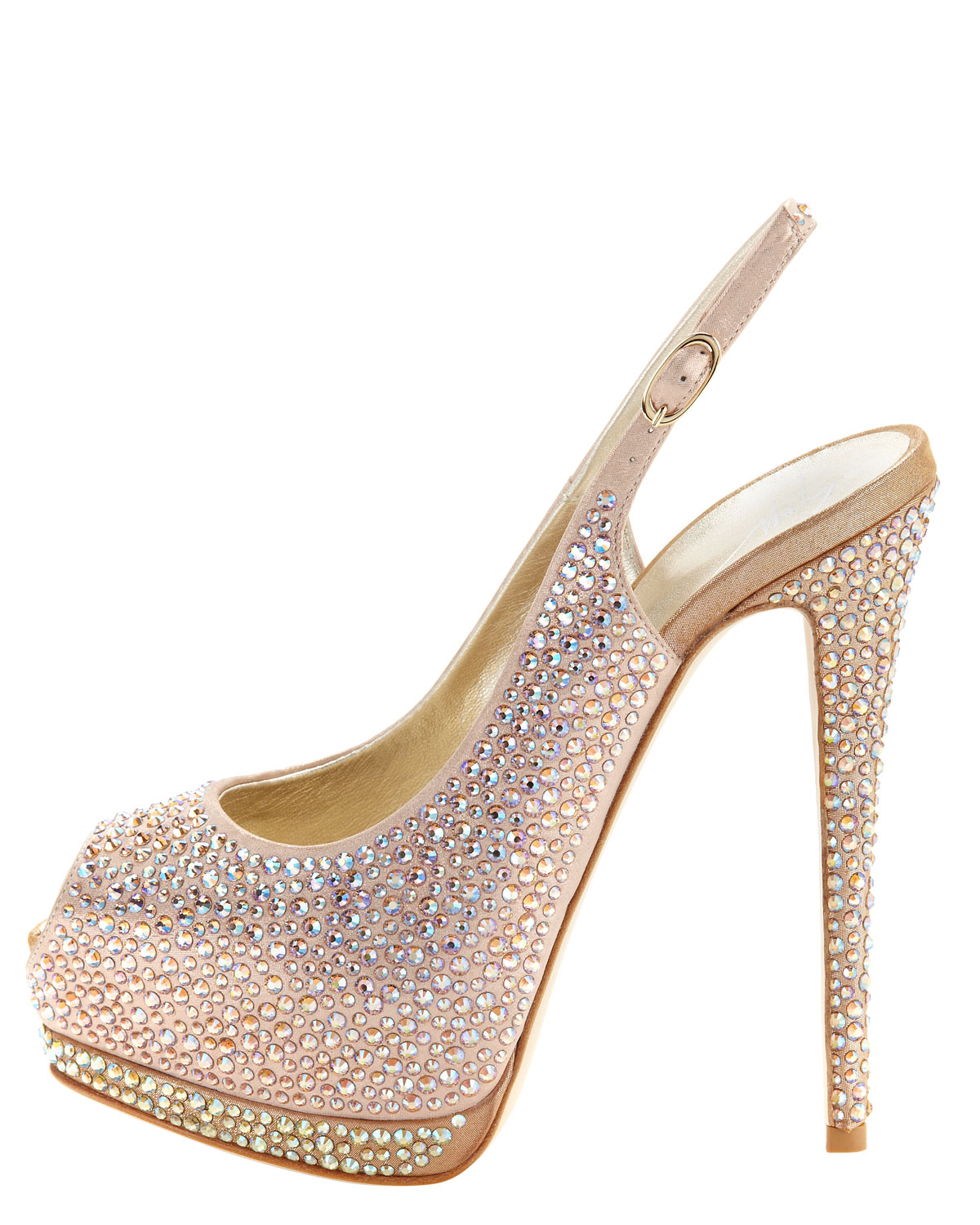 Lyst - Giuseppe zanotti Crystallized Platform Slingback in Natural