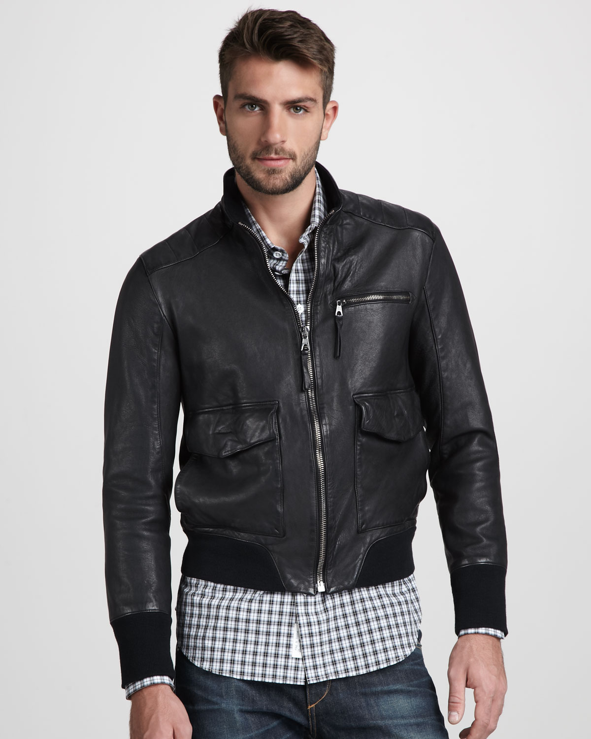 Rag & bone Hughes Leather Jacket in Black for Men | Lyst
