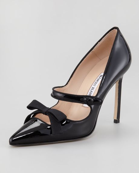 Manolo Blahnik Fiocam Patent Leather Mary Jane Pump in Black | Lyst