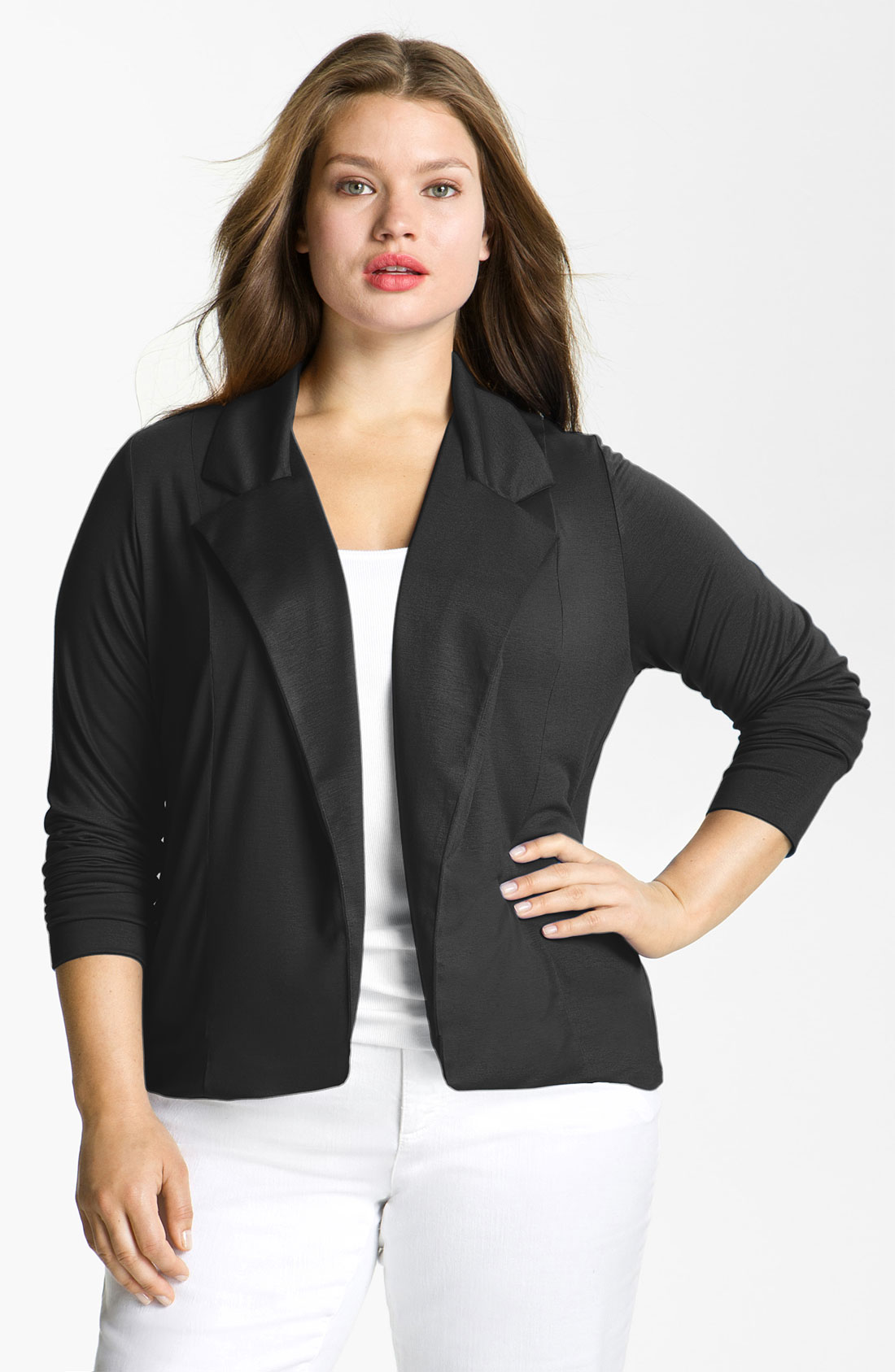 Olivia moon Knit Blazer in Black | Lyst