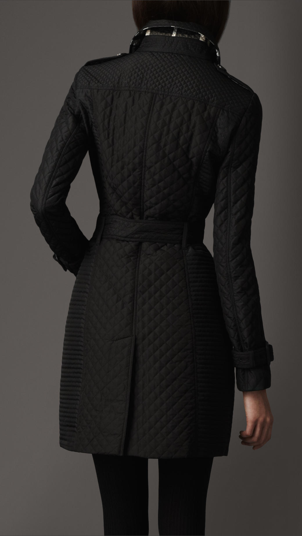 Lyst - Burberry Long Quilted Trench Coat in Black