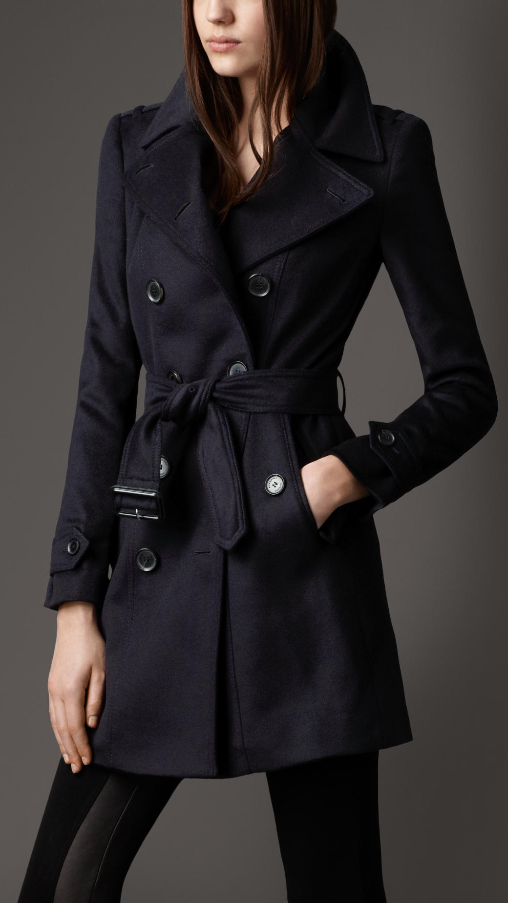 Lyst - Burberry Wool Cashmere Blend Coat in Blue