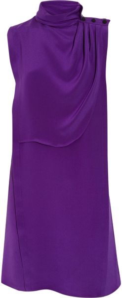 Derek Lam Draped Silk Crepe Dress in Purple (plum) | Lyst