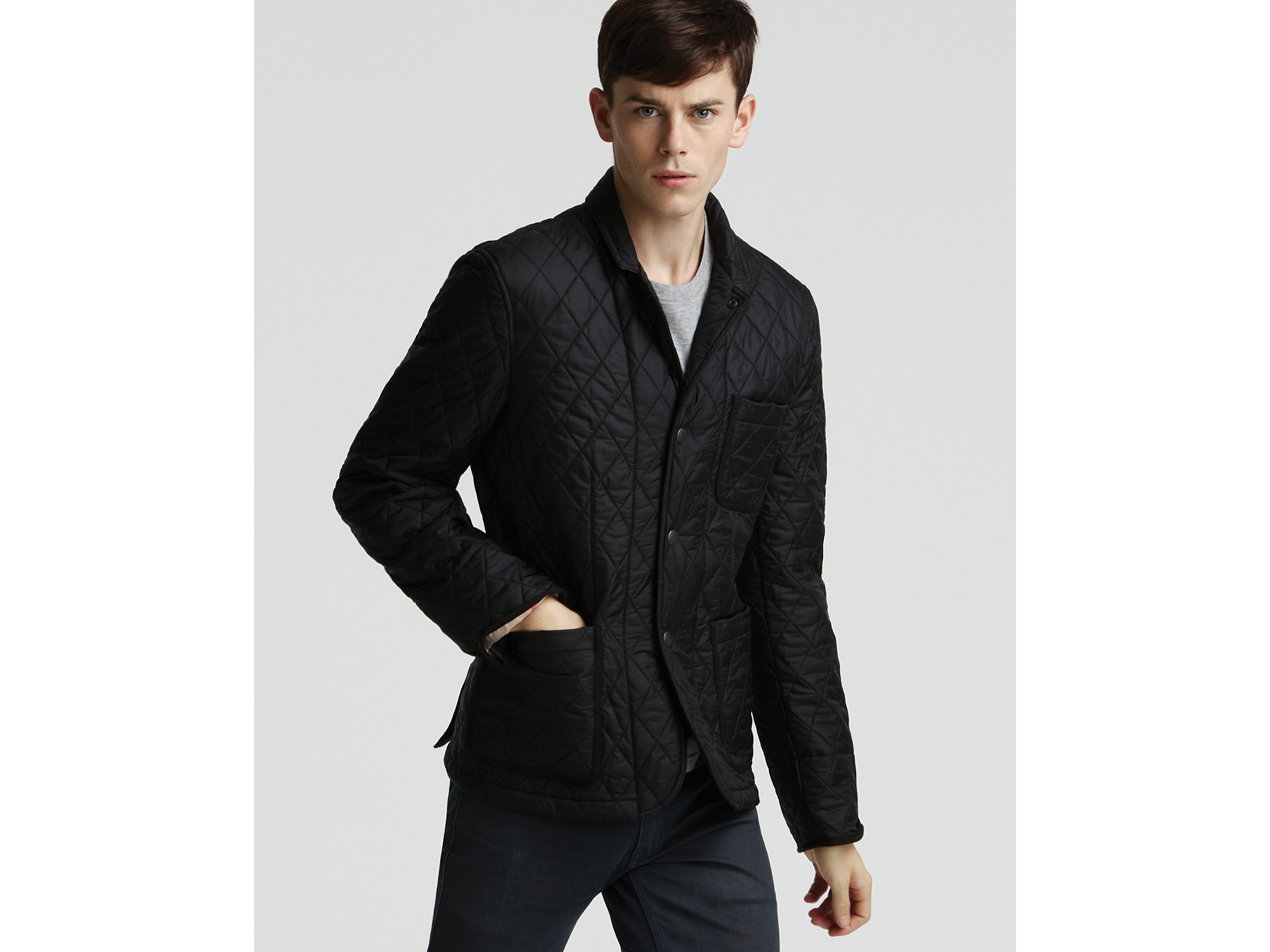 Lyst Burberry Brit Howe Quilted Blazer Jacket In Black Gallery