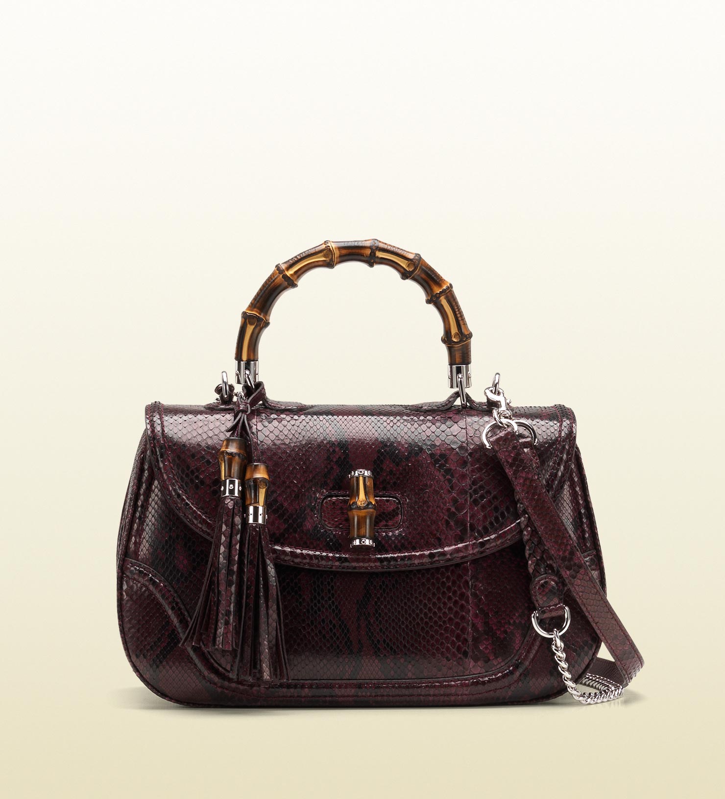 Lyst - Gucci New Bamboo Shaded Python Top Handle Bag in Purple