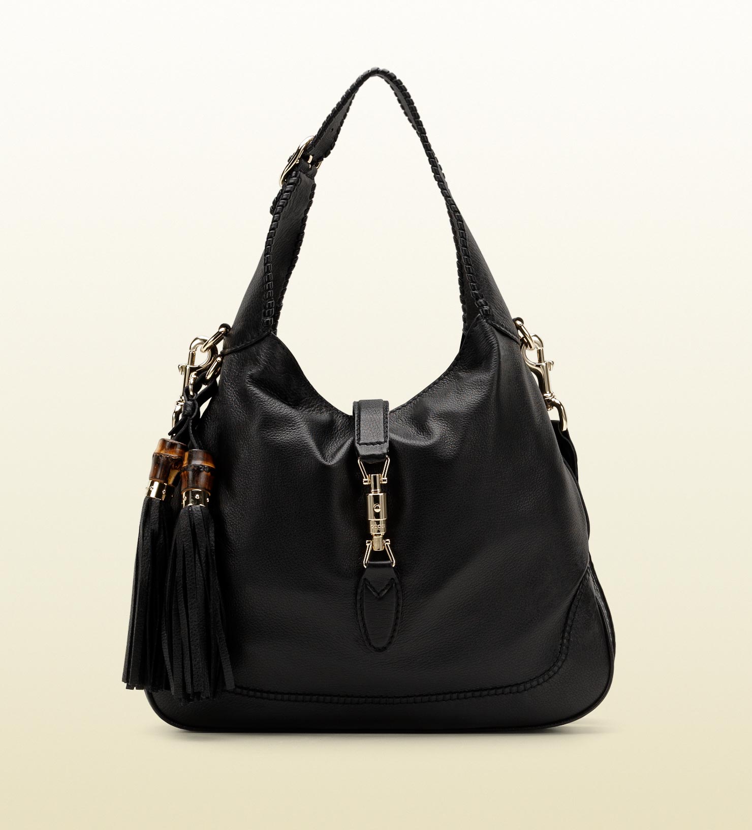 Gucci New Jackie Leather Shoulder Bag in Black | Lyst